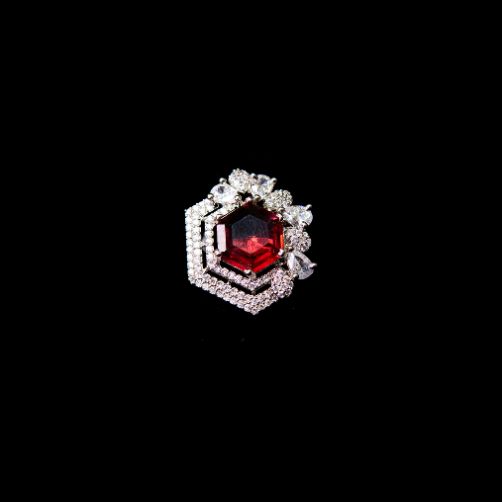 Ruby Hexa Halo Statement Ring – Latest Ring Design for Women